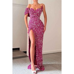 Unique Sparkle One-shoulder Sweetheart Mermaid Sequin Prom Dress