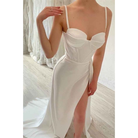 Elegant Ivory Sweetheart Mermaid Prom Dress with high split