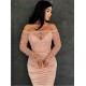 Gorgeous Mermaid Off-the-Shoulder Prom Gowns Long Sleeves Lace Evening Dresses
