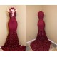 Burgundy mermaid prom dress, long evening gowns