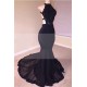 Chic Black Open Back Lace Prom Dresses Sleeveless See Through Tulle Evening Gown