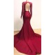 Deep V-neck Long Sleevess Lace Appliques Split Mermaid Evening Gowns