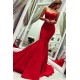 Sey Red Satin Mermaid Sleeveless Sweetheart Floor Length Backless Prom Dresses Evening Gowns With Zipper