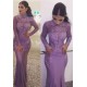 Gorgeous Wholesale High Neck Elegant Long Sleevess Evening Dresses Fit and Flare Appliques Prom Dresses
