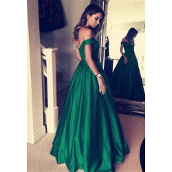 Elegant Off-the-Shoulder Evening Dress Green Long Prom Party Gowns