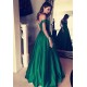 Elegant Off-the-Shoulder Evening Dress Green Long Prom Party Gowns