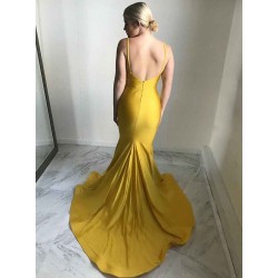 Elegant V-Neck Evening Dress New Arrival Mermaid Yellow Prom Party Gowns