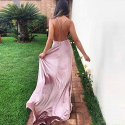 V-Neck Long Prom Party Gowns| Evening Party Gowns With Split