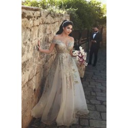 Off-the-Shoulder Prom Party Gowns| Tulle Lace Appliques Evening Gowns