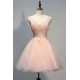 Pink Prom Dresses Evening Dresses Short With Lace Appliques A Line Tulle Evening Wear