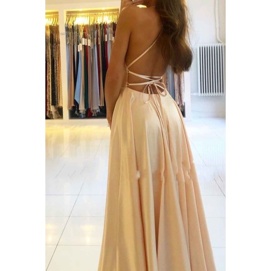 Elegant Spaghetti-Straps Long Prom Dress With Split