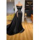 Sexy Black Long Prom Dress With Split Beadings Evening Gowns