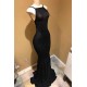 Backless black prom dress, sequins evening gowns