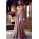 Straps Lace Slit Prom Party Gowns| Sleeveless Lavender Long Formal Chic Evening Gown