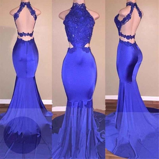 Lace Appliques Mermaid Evening Gowns Prom Party Gowns