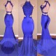 Lace Appliques Mermaid Evening Gowns Prom Party Gowns