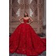 Luxurious Sweetheart ladies ball gowns evening dresses 3D-Floral Print Sweep Train