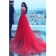 Romantic Off-the-Shoulder A-line Evening Maxi Gown Tulle Formal Party Dress