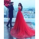 Romantic Off-the-Shoulder A-line Evening Maxi Gown Tulle Formal Party Dress