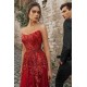 Sweetheart Floral Partten Evening Gown Floor Length Tulle Party Dress