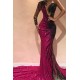 Chic Mermaid Evening Dresses One Sleeve Open Back Pageant Dress