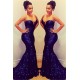 Charming Sequined Sweetheart Sequined Mermaid Chic Evening Gowns with Train