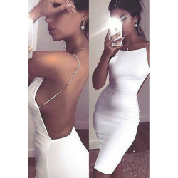 Modern Spaghetti-Strap Short Homecoming Dresses Sleeveless White Backless Cocktail Dress
