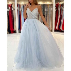 Glamorous Sweetheart Prom Dress Long Backless Tulle Evening Gowns