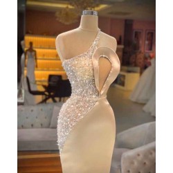 Chic Champagne Sleeveless Mermaid Prom Dresses Long Evening Gowns