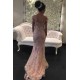 Glamorous Pink Off-the-shouder Prom Dresses Glitter Lace Mermaid Evening Gowns