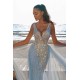 Elegant V-Neck Slim Prom Party Gowns with Detachable Train Mermaid Evening Dress