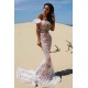 Off-the-Shoulder Wholesale Evening Dresses Different Lace Nude Lining Prom Party Gowns