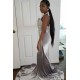 Halter Sparkle Crystal Sliver Prom Dresses Fit and Flare Alluring Backless Evening Gowns