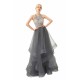 Floral Halter Evening Dress with Sparkle Beads Trendy Gray Mother of the bride Dress with watermelon and blue decorations