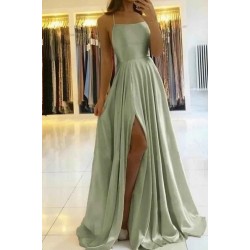 Elegant Spaghetti-Straps Long Prom Dress With Split