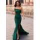 Elegant Green One Shoulder Prom Dress Mermaid Long Evening Gowns With Slit