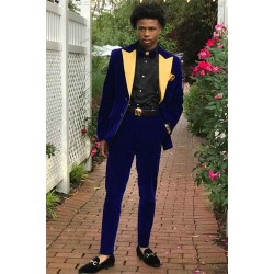 Royal Blue Slim Fit Velvet Men Suits 2 Pieces Prom Party Outfits