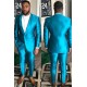 Sparkly Blue Shawl Lapel One Button Slim Fit Men Suits for Prom