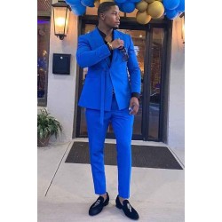Royal Blue Peaked Lapel Classy Men Suits for Prom