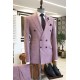 Classy Pink Peaked Lapel Double Breasted 3 Flaps Prom Suits For Men