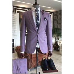 Classy Classy Purple 2-Pieces Peaked Lapel Slim Fit Prom Suits For Men