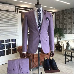 Classy Classy Purple 2-Pieces Peaked Lapel Slim Fit Prom Suits For Men