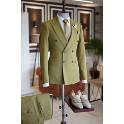 Green Peaked Lapel Double Breasted Men's Prom Suits