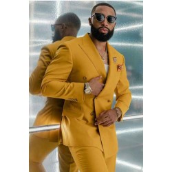 Yellow Double Breasted Designer Men Suits for Prom