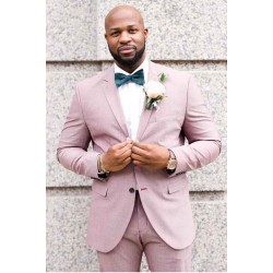 Pink Classic Bespoke Notched Lapel Groomsmen Suits
