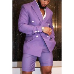 Purple Peaked Lapel Double Breasted Bespoke Men Suits