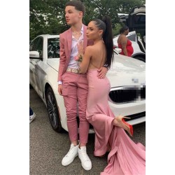 Classy Pink Slim Fit Prom Outfits for Men Online