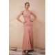 Dusty Pink Cap sleeves Chiffon Column Evening Dress