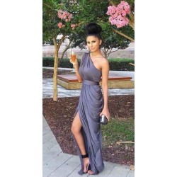 Chiffon One Shoulder Affordable Long Bridesmaid Dresses Simple Ruffle Gorgeous