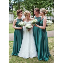 Green Sleeveless Lace Bridesmaid Dress Long